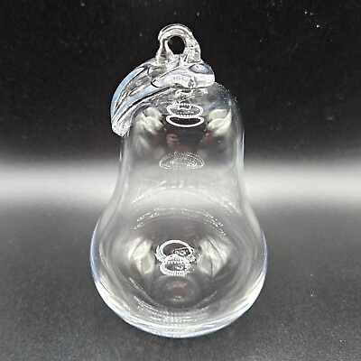 #ad Hand Blown Pear Clear Glass Ornament Christmas 4.5quot; High