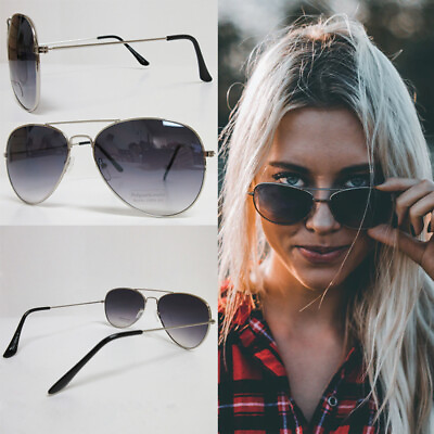 #ad Mens Pilot Sunglasses Womens Vintage Shades Retro Silver Frame Eyewear Unisex