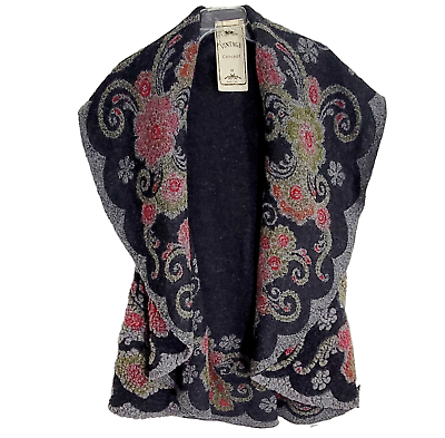 #ad Vintage Concept Womens Multicolor Floral Tapestry Tunic Vest Wool Blend Size M