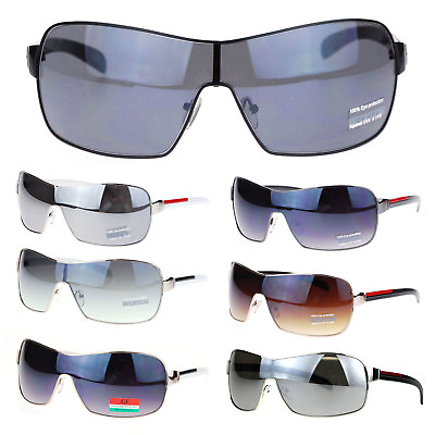 #ad Mens Luxury Designer Shield Pilots Metal Rim Sunglasses