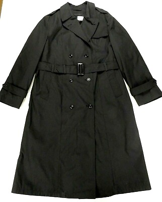 #ad US Army 18 Short Women#x27;s Black 385 All Weather Trench Rain Coat Liner