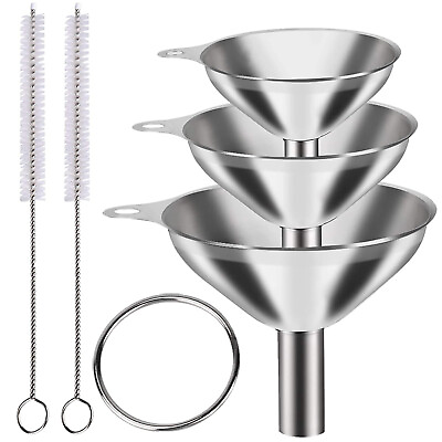 #ad 6 Pcs Stainless Steel Mini Funnels for Kitchen Use Large Tiny Small Funnel Set 3