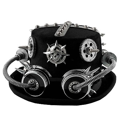 #ad Steampunk Goggles Hat Skull Top Hat Novelty Costume Cosplay