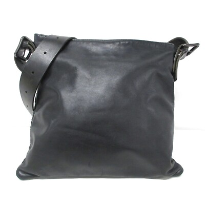 #ad Auth BOTTEGA VENETA Intrecciato Black Leather B00094487I Shoulder Bag