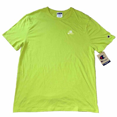 #ad Champion Logo T Shirt Lively Lime White GT353 551873 CA Men#x27;s NWT