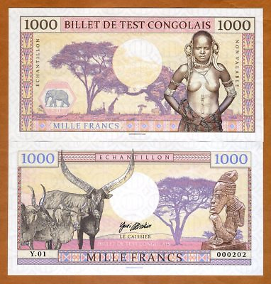 #ad Congo 1000 Francs 2018 Private issue Specimen African Tribal Nude