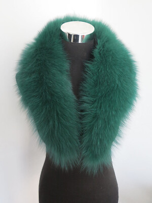 #ad 100% Real fox fur collar neck wrap scarf women jacket collar GREEN collar 80cm