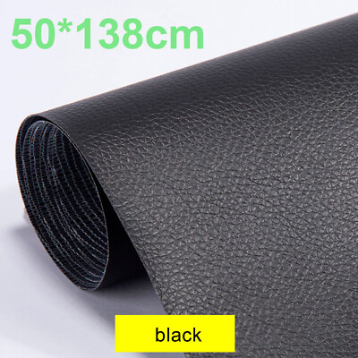 #ad 54quot; Black Self Adhesive Vinyl Faux Leather Fabric Repair Patch for Car seat Sofa