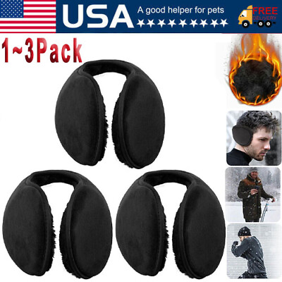 #ad 1 3 Pack Ear Muffs Fleece Winter Ear Warmers Mens Womens Behind The Head Back
