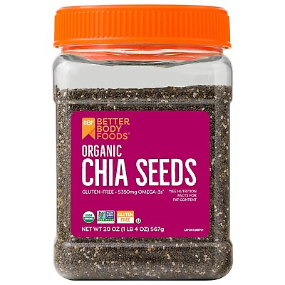 #ad BetterBody Foods Organic Chia Seeds with Omega 3 Non GMO 2 Pound US Stock NEW US