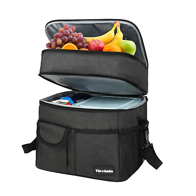 #ad Double Deck Lunch Bag Dual Compartment for Women Men Work Office Sport Insulated $16.99