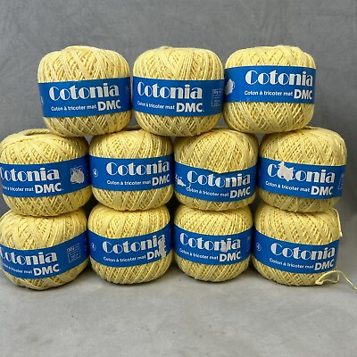 #ad 11 Skeins DMC Cotonia Yarn Cake Balls 100 Cotton 50 Grams Couleur Yellow Lot New