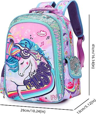 #ad 16quot; Girls Unicorn School Backpack Sequin School Book Bag for Kids Preschool USA