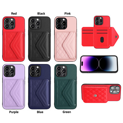 #ad For iPhone 15 Pro Max 15 XR 7 Fashion Shockproof Case Card Wallet Leather Cover $12.85