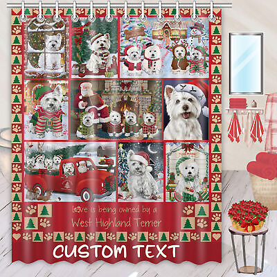 #ad West Highland Terrier Shower Curtain Personalized Many Dog Designs Christmas NWT