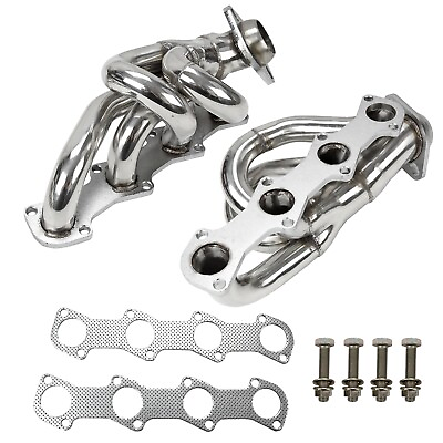 #ad Fits Ford 1997 2003 F 150 F250 4.6L V8 Stainless Steel Shorty Manifold Header