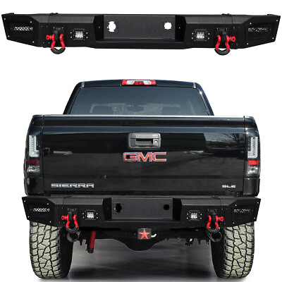 #ad For 2011 2014 GMC Sierra 2500 3500HD Steel Rear Bumper W LED Lights and D Rings