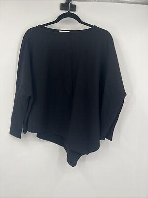 #ad Helmut Lang Black Asymmetric Soft Knit Dolman Sleeve Top Size Small