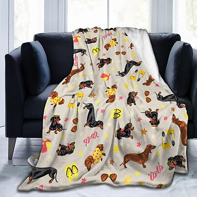 #ad Dachshund Dog Star Fun Blanket Soft Blankets Flannel Bed Throw Cozy Lightweig...