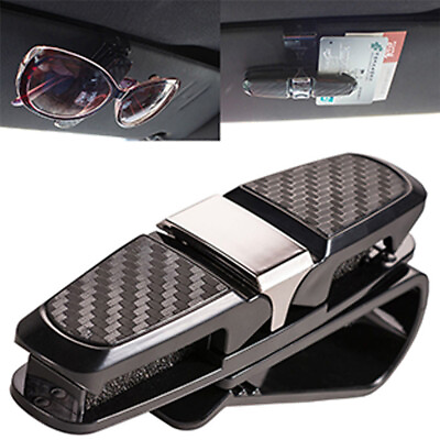 #ad 1× Black Car Sun Visor Sunglasses Glasses Card Ticket Holder Hook Clip Universal