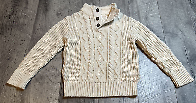 #ad Baby Gap Sweater Boys Toddler 4 Beige Cable Chunky Knit Fleece Mock Neck Preppy