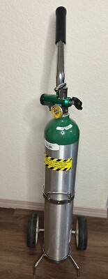 #ad MEDICAL OXYGEN TANK EMPTY SIZE E WITH REGULATOR AND CART