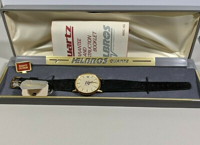 #ad Helbros United Paperworkers International Union Round Gold Tone Case Watch
