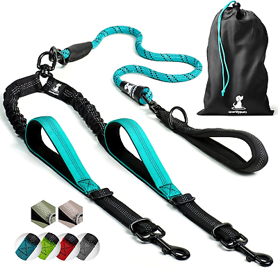 #ad Double Dog Leash for 2 Dogs – Rope Bungee Dual Leash for Medium $48.99