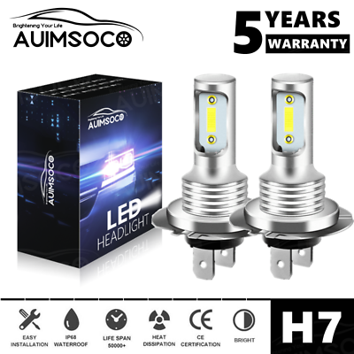 #ad 2x H7 LED Headlight Bulb Kit High or Low Beam 6000LM Super Bright White 8000K