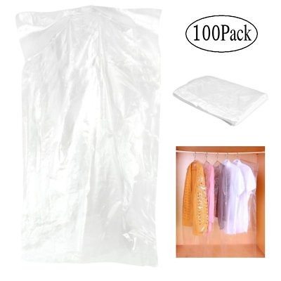 #ad Pack of 100 Garment Bag Transparent PP plastic Suit Bag Clothing Dust Cover