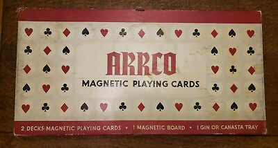 #ad Arrco Vintage Magnetic Playing Cards Game Board jokers for one deck missing