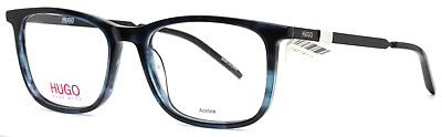 #ad HUGO BOSS HG1018 AVS Striped Blue Mens Rectangle Full Rim Eyeglasses 52 17 145