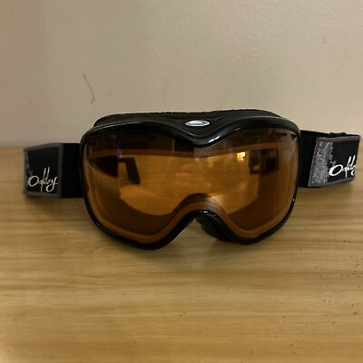 #ad Oakley Ski Goggles Men#x27;s Frame Black Orange Lenses