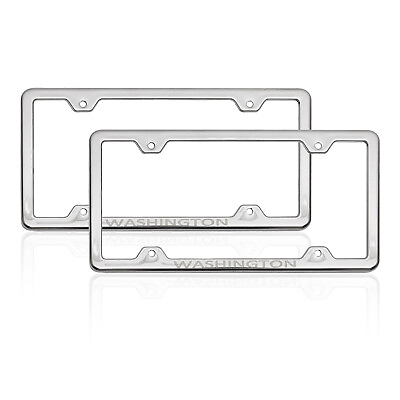 #ad License Plate Frame tag Holder for Subaru Outback Steel Washington Silver 2 Pcs