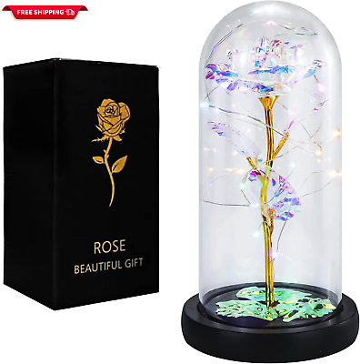 #ad Eternal Rose Flowers Gift Galaxy Glass Rose Flower Light Gifts for Mom Grandma