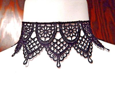 #ad CATHEDRAL LACE POINTED COLLAR ornate black choker gothic necklace crochet #U2