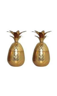 #ad Pineapple Shot Glasses Gold Set of 2 Copper 4 oz Drinking Party Shot Glasses