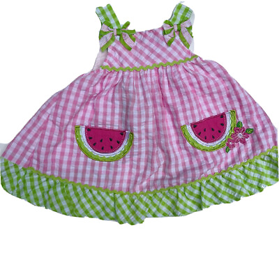 #ad Baby Gingham Watermelon Dress Nannette 18M