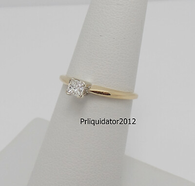 #ad 1 4CT Princess Diamond Solitaire Engagement Wedding Bridal Ring 14K Yellow Gold