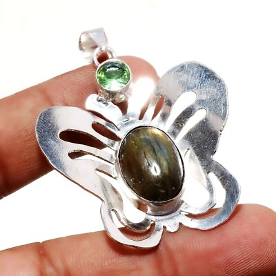 #ad Blue Fire Labradorite Green Amethyst Gemstone Ethnic Jewelry Pendant 2.2quot; MP 808 $6.49