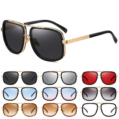 #ad Oversized Square Sunglasses Men Women Retro Classic Metal Frame Glasses Shades