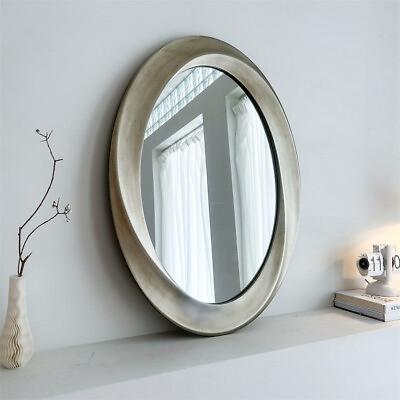 #ad Antique Baroque Brushed Mirror Oval Beveled Framed Bathroom Mirror Vanity Mirror