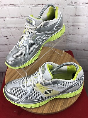 #ad Skechers Womens Tone Ups Fitness Shoes SN11751 Silver Yellow White Size 9.5