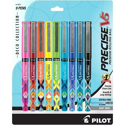#ad Pilot Precise V5 Stick Pens Extra Fine Point Assorted Colors 9 Count