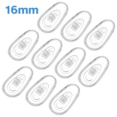 #ad 10pcs 16mm Taper Oval Silicone Screw In Nose Pads Grip On Side Holders Spectacle