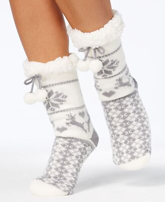#ad allbrand365 designer Womens Winter Novelty Slipper SocksGreyLarge X Large