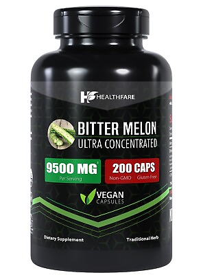 #ad Healthfare Organic Bitter Melon Extract 9500mg 200 Capsules Ultra Concentrated