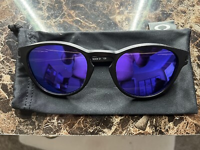 #ad Oakley Latch Sunglasses SOO9265 55 53 139 mm Round Black Frame with Prizm Violet