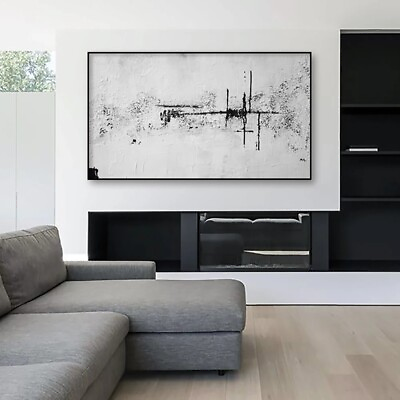 #ad Abstract White Wall Painting New Design Handmade Abstract Simple Oil Painting $99.80