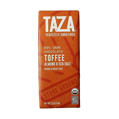 #ad Taza Chocolate Stone Ground Organic Dark Bar Toffee Almond And Sea Salt 2.5 O